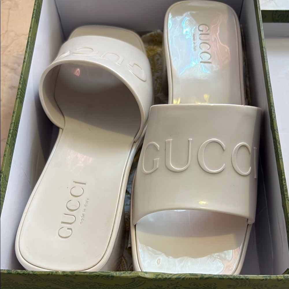 Gucci Ivory Slide Sandals
